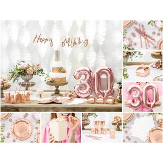 Papírové talířky, rosegold barva, 18cm, set 6ks (zn. PartyDeco)