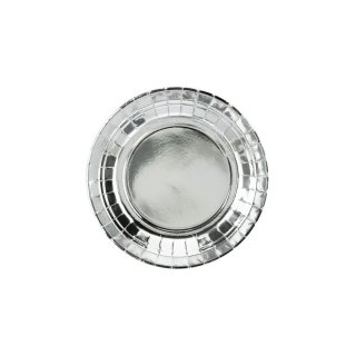 Papírové talířky, stříbrná barva, 18cm, set 6ks (zn. PartyDeco)