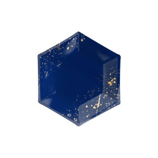 Talířek papírový tm. modrý se zlatem, 20cm (zn. PartyDeco)