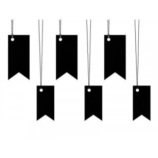 Dárkové štítky - vlajka černá, 5 x 4,5cm, 6ks