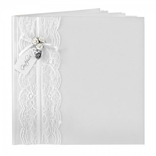 Svatební kniha hostů s krajkou, 20,5 x 20,5 cm - 20 listů