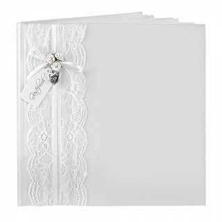 Svatební kniha hostů s krajkou, 20.5x20.5 cm - 20 listů (zn. PartyDeco)