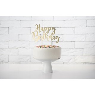 Zápich do dortu Happy Birthday - zlatý, 22,5cm