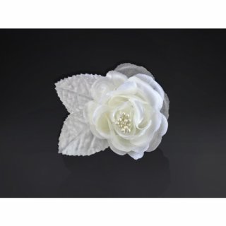 Saténová růže smetanové - s perličkami,  5,5cm (10ks)