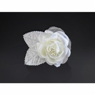 Saténová růže smetanové - s perličkami, 5.5cm, set 10ks (zn. PartyDeco)