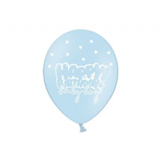 Pastelový balonek Happy Birthday, modrý, 30 cm