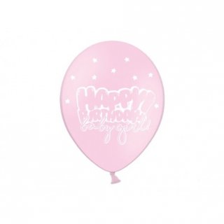 Pastelový balonek Happy Birthday, růžový, 30cm