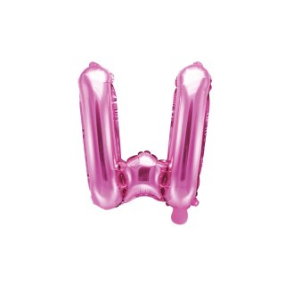 Fóliový balónek písmeno W, 35cm, růžová barva - pouze na vzduch (zn. PartyDeco)