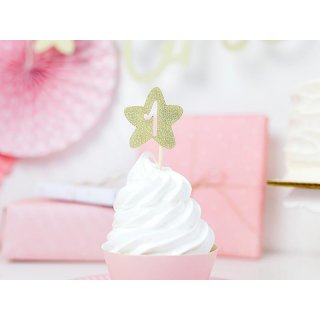 Zápich pro cupcake 1st Birthday - zlaté hvězdičky