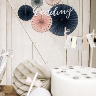 Dekorativní rozety 5ks - mix šedo-růžový (zn. PartyDeco)