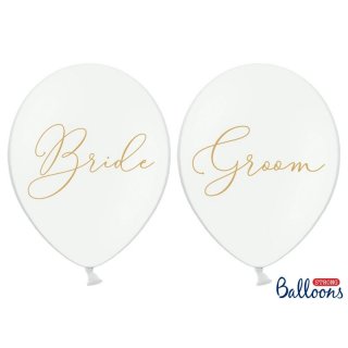 Pastelový balonek Bride/Groom, bílý, 30cm