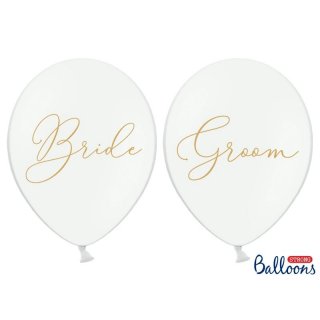 Latexový balónek Bride/Groom, bílý, 30cm (zn. StrongBalloons)