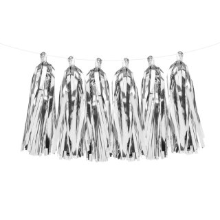 Girlanda se střapci, 0.3x1.5m, stříbrná barva (zn. PartyDeco)