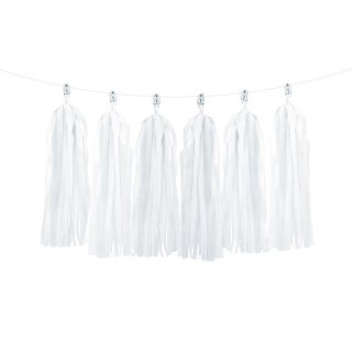 Girlanda se střapci, 0.3x1.5m, bílá barva (zn. PartyDeco)