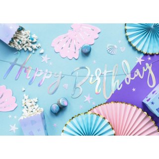 Závěsná girlanda Happy Birthday Mořský svět, holografická - 16.5x62cm (zn. PartyDeco)