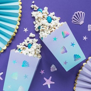 Box na popcorn Mořský svět, 7x7x12.5cm, set 6ks (zn. PartyDeco)