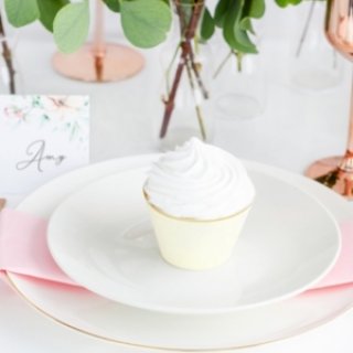 Košíčky na Cupcake, béžové se stříbrným lemem, 4.8x7.6cm, set 6ks (zn. PartyDeco)