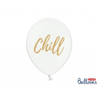 Latexový balónek "Chill", bílý, pastelový, velikost 30cm (zn. PartyDeco)