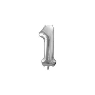 Fóliová ČÍSLICE 1, stříbrná barva, velikost 86cm (zn. PartyDeco)