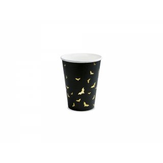 Papírové kelímky, černé s netopýry, 220ml, set 6ks (zn. PartyDeco)