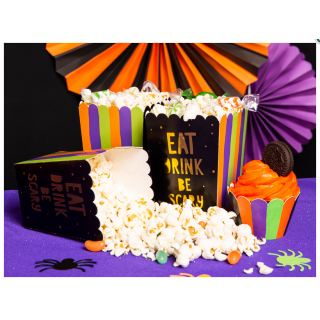 Box na popcorn "Eat, drink, be scary", set 6ks (zn. PartyDeco)