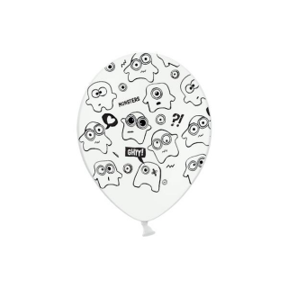 Latexový balónek Monsters / Příšerky, černo-bílý, pastelový, velikost 30cm (zn. PartyDeco)
