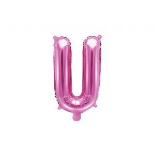 Fóliový balónek, písmeno U, růžové, velikost 35cm (zn. PartyDeco)