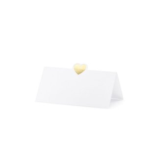Jmenovky se zlatým srdcem, 10x5cm, set 10ks (zn. PartyDeco)