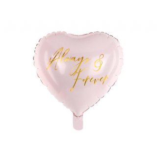 Fóliový balón 45 cm, srdce "Always & Forever" růžový