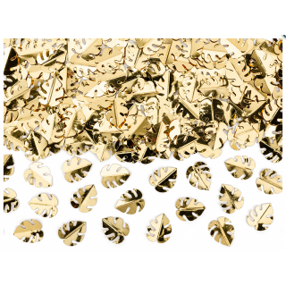 Kovové konfety Listy, zlatá barva, 15g (zn. PartyDeco)