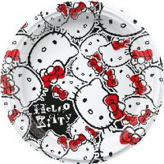 Plastové talířky Hello Kitty, velikost 23cm, set 8ks (zn. Amscan)