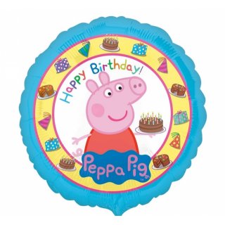 Fóliový balónek Prasátko Peppa - Happy Birthday, 45 cm (zn. Amscan)