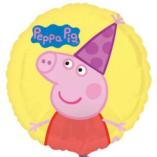 Fóliový balónek Prasátko Peppa, žlutý kruh, 45cm (zn. Amscan)