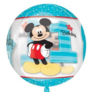 Foliový balón "Mickey 1st Birthday", 40cm * 38cm