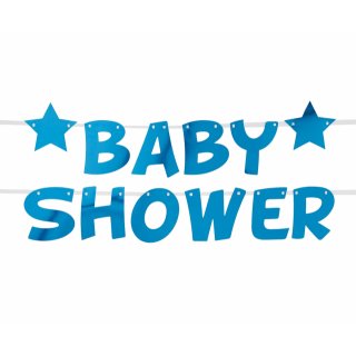 Závěsná girlanda BABY SHOWER, modrá barva, délka 2.5m