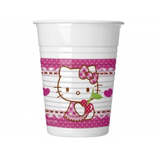 Plastové kelímky Hello Kitty Hearts / srdíčka, set 8ks (zn. Procos)