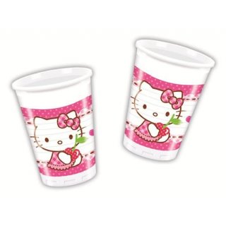 Plastové kelímky Hello Kitty Hearts / srdíčka, set 8ks (zn. Procos)