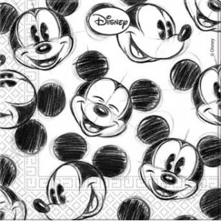 Ubrousky Mickey Mouse - Mickey Faces, rozměr 33x33cm, set 25ks
