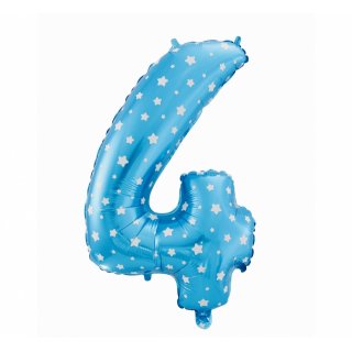 Fóliová ČÍSLICE 4, modrá s hvězdičkami - pouze na VZDUCH, velikost 61cm (zn. Godan)