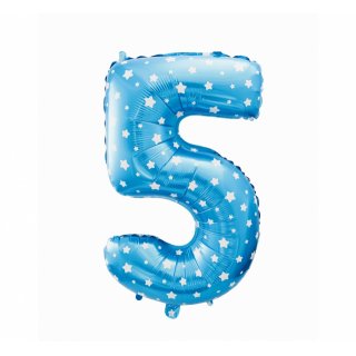 Fóliová ČÍSLICE 5, modrá s hvězdičkami - pouze na VZDUCH, velikost 61cm (zn. Godan)
