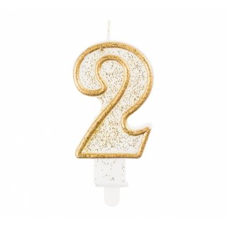 Svíčka číslice "2", zlatý obrys