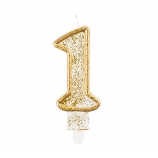 Svíčka číslice "1", zlatý obrys