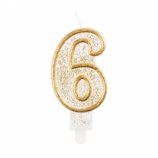Svíčka číslice "6", zlatý obrys