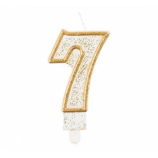 Svíčka číslice "7", zlatý obrys