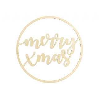 Dřevěná dekorace Merry Xmas, 28 cm (zn. PartyDeco)