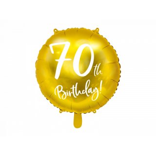 Foliový balónek 70th Birthday - zlatý, 45cm
