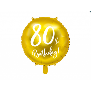 Foliový balónek 80th Birthday - zlatý, 45cm