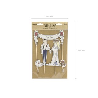 Zápich do dortu Ženich/nevěsta, 8x23.5cm (zn. PartyDeco)