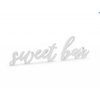 Svatební dřevený nápis Sweet bar, bílý (zn. PartyDeco)