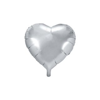 Fóliový balón 61 cm, srdce, stříbrný